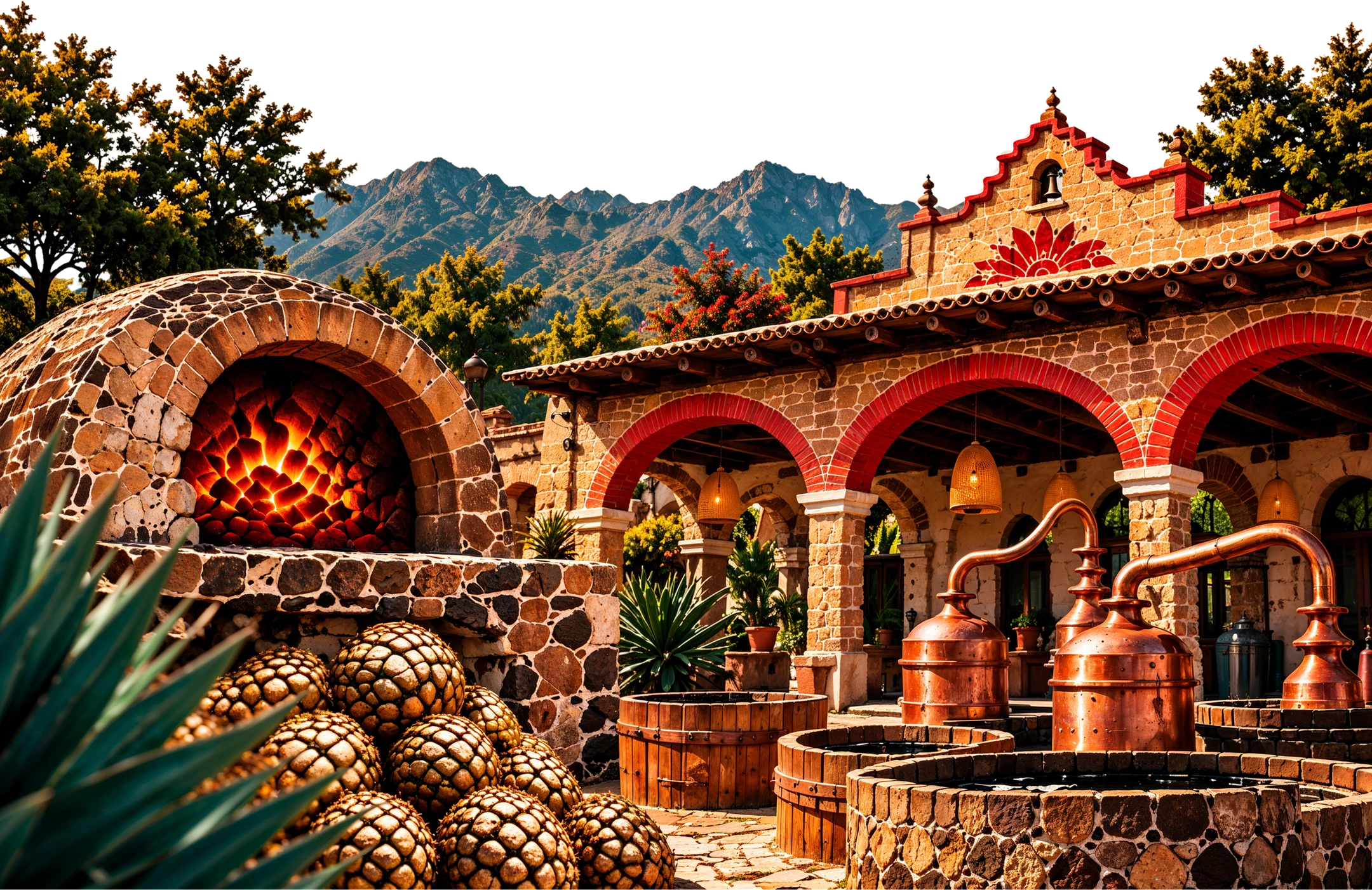 Destilería El Diablito: horno de piñas, arcos y alambiques de cobre